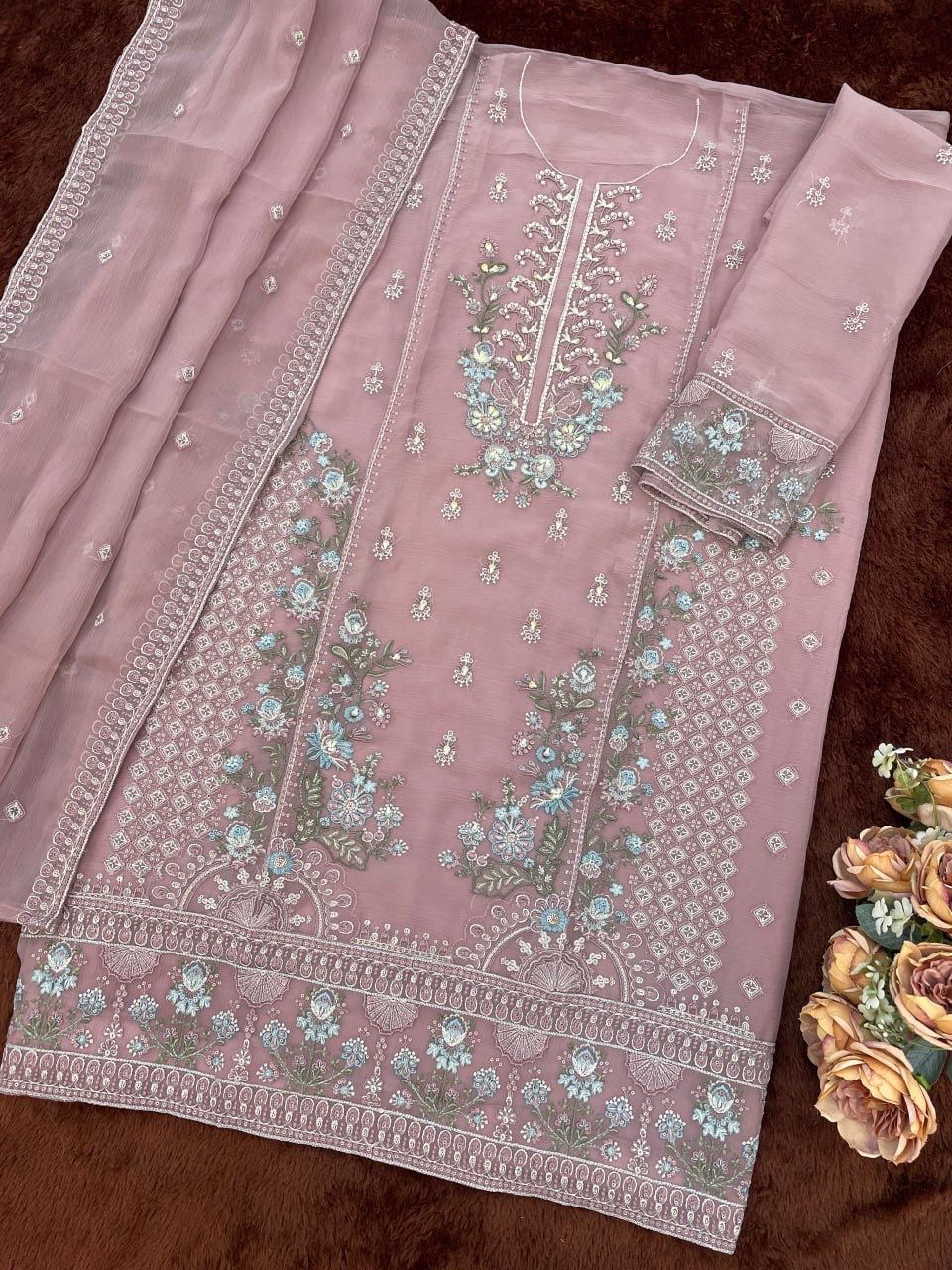 Heavy Chiffon with Sequence Embroidery & Khatli Work