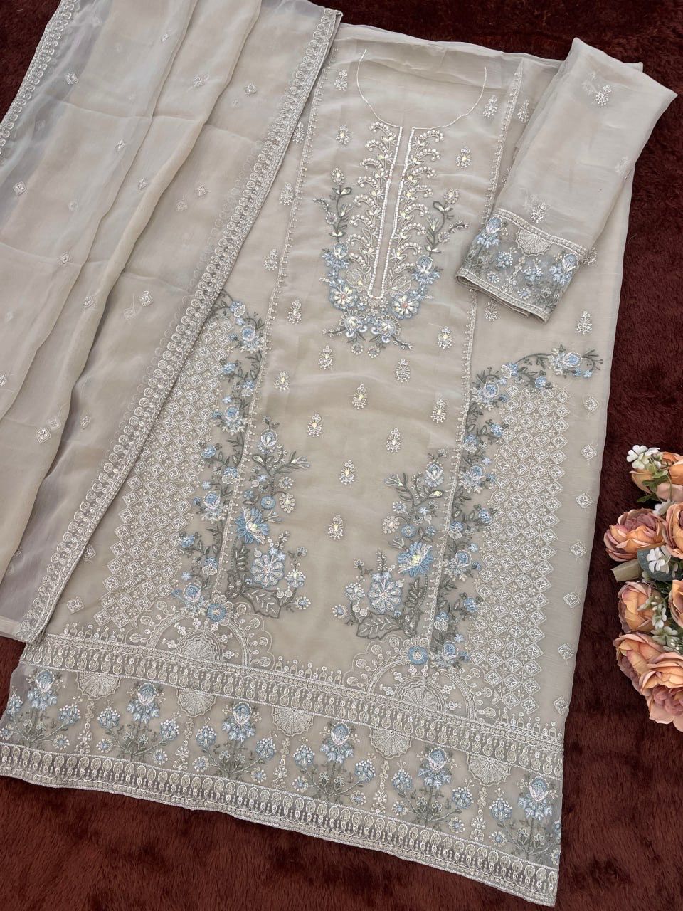 Heavy Chiffon with Sequence Embroidery & Khatli Work