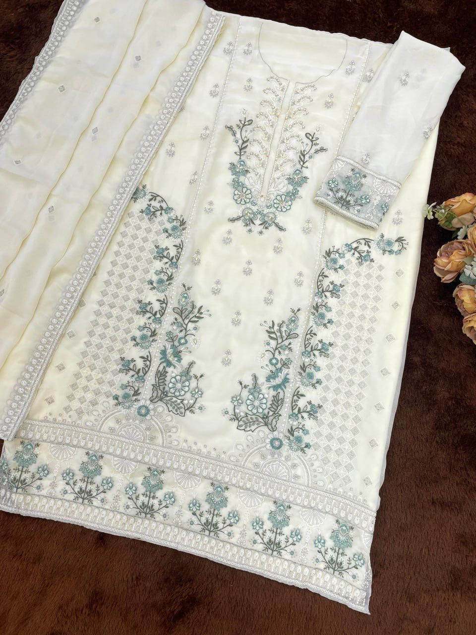 Heavy Chiffon with Sequence Embroidery & Khatli Work