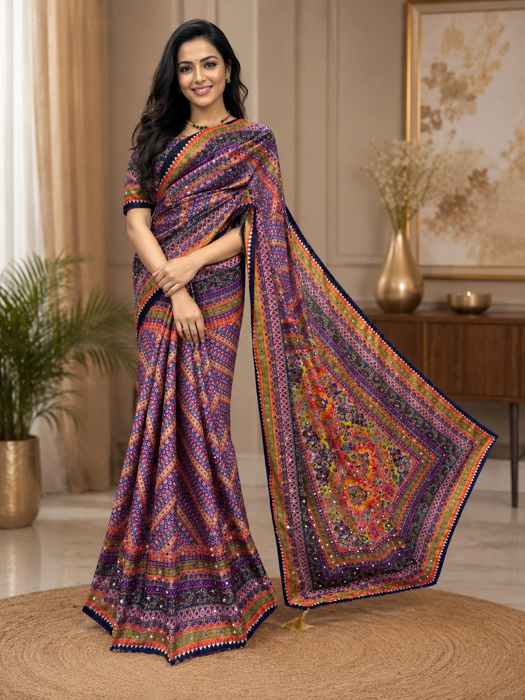 Chinon Silk with Designer Handwork Saree