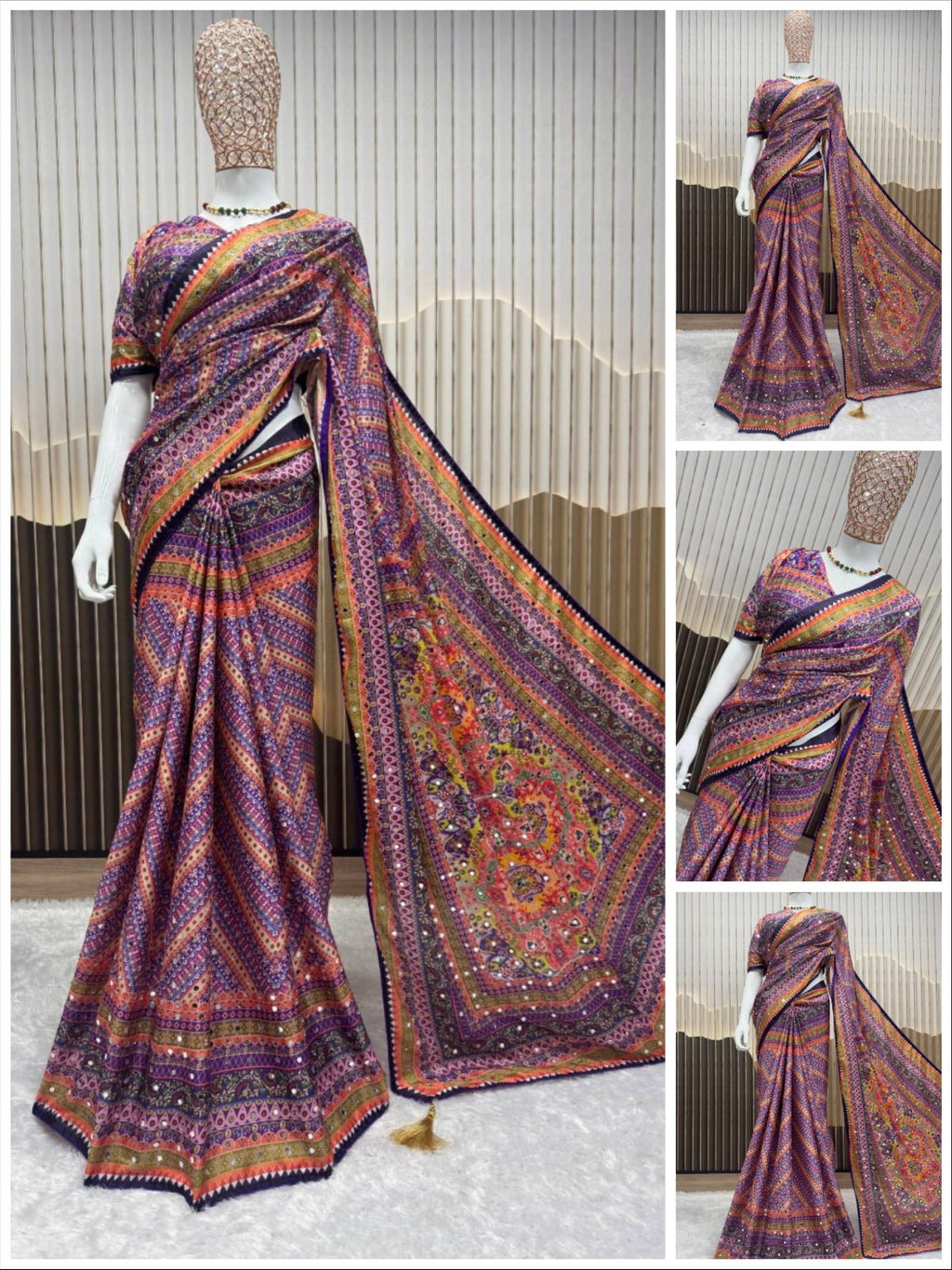 Chinon Silk with Designer Handwork Saree