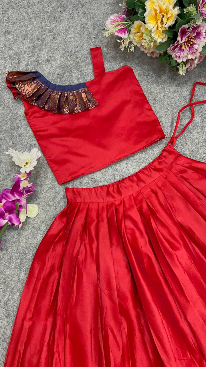 Lichi Silk JACQUARD WORK BORDER Lehenga Choli Set