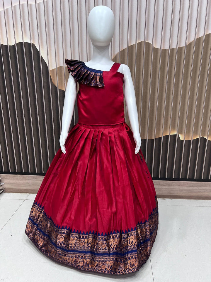 Lichi Silk JACQUARD WORK BORDER Lehenga Choli Set