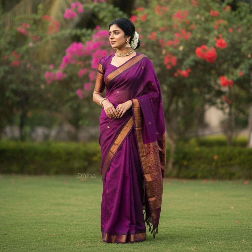 Adorable  Silk Jacquard Border  Unstitched  Saree  For  Women