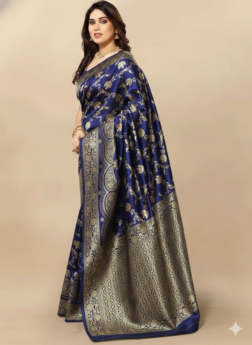 Designer Jacquard Work Silk Saree Unstitched