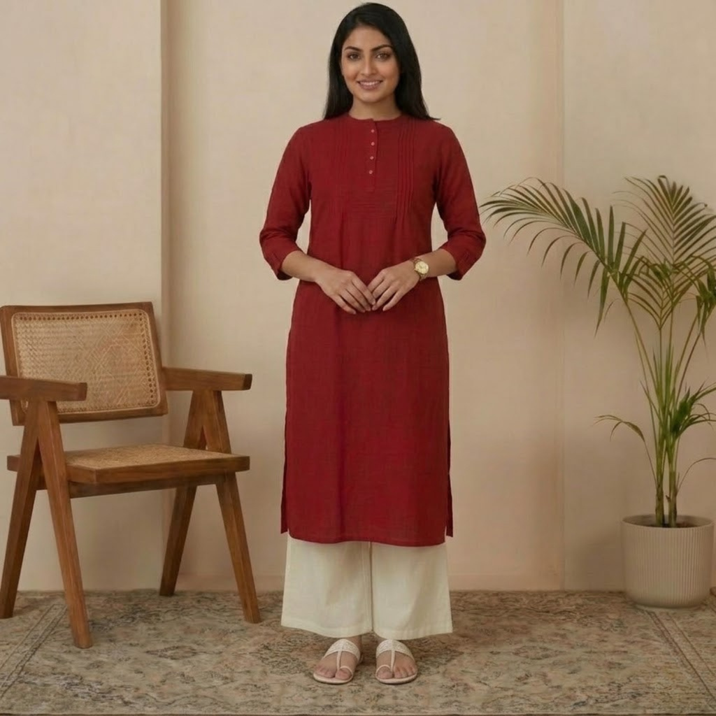 New Plain Button  Design  Kurti  Collection For Women
