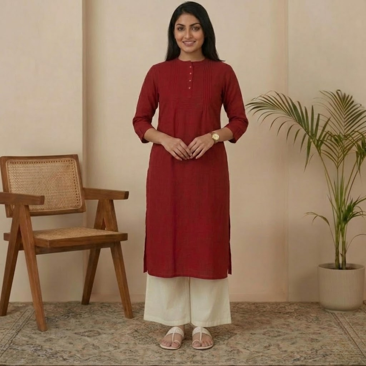 New Plain Button  Design  Kurti  Collection For Women