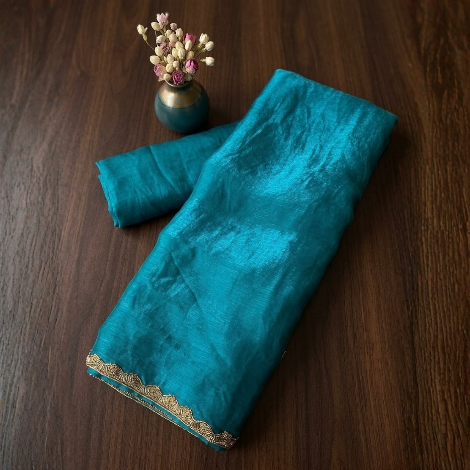 Chiffon Soft Fabric Beads  Hand Work Saree Collection For Women