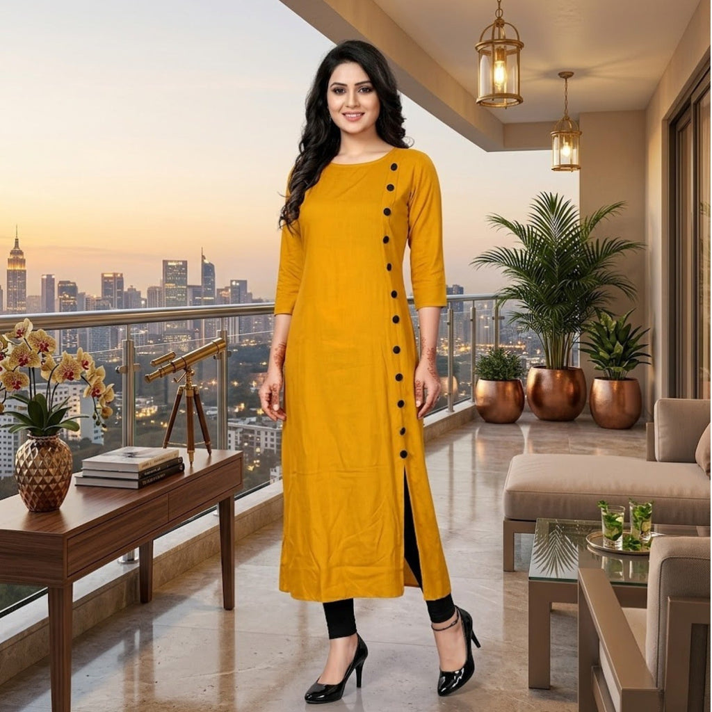 Stylish  Button  Design Long Kurti Collection For Women