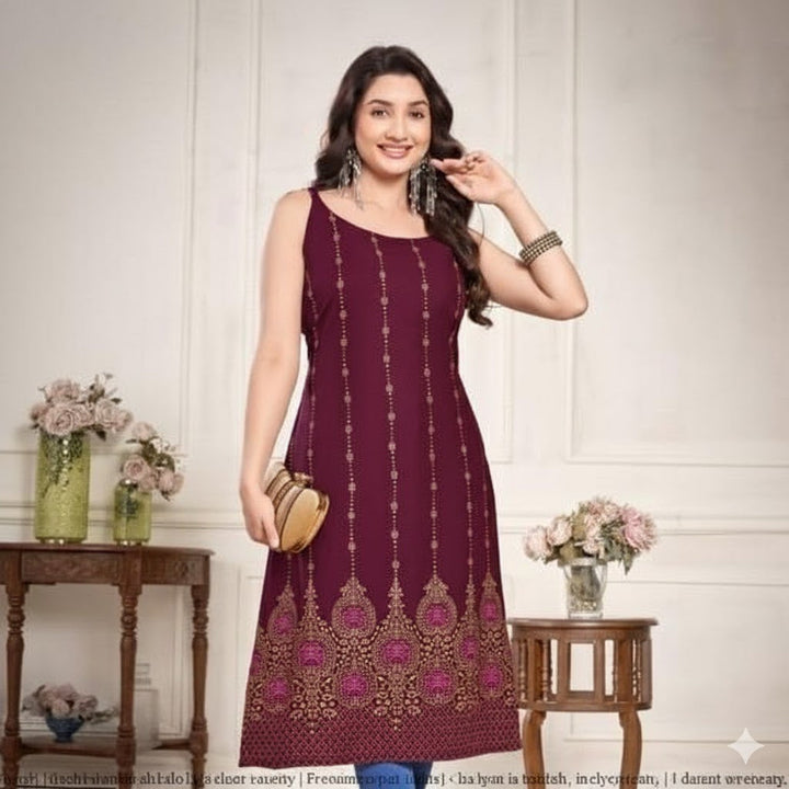 Elegant Designer Ready To Wear  Kurti with Golden Flair  For Women 001