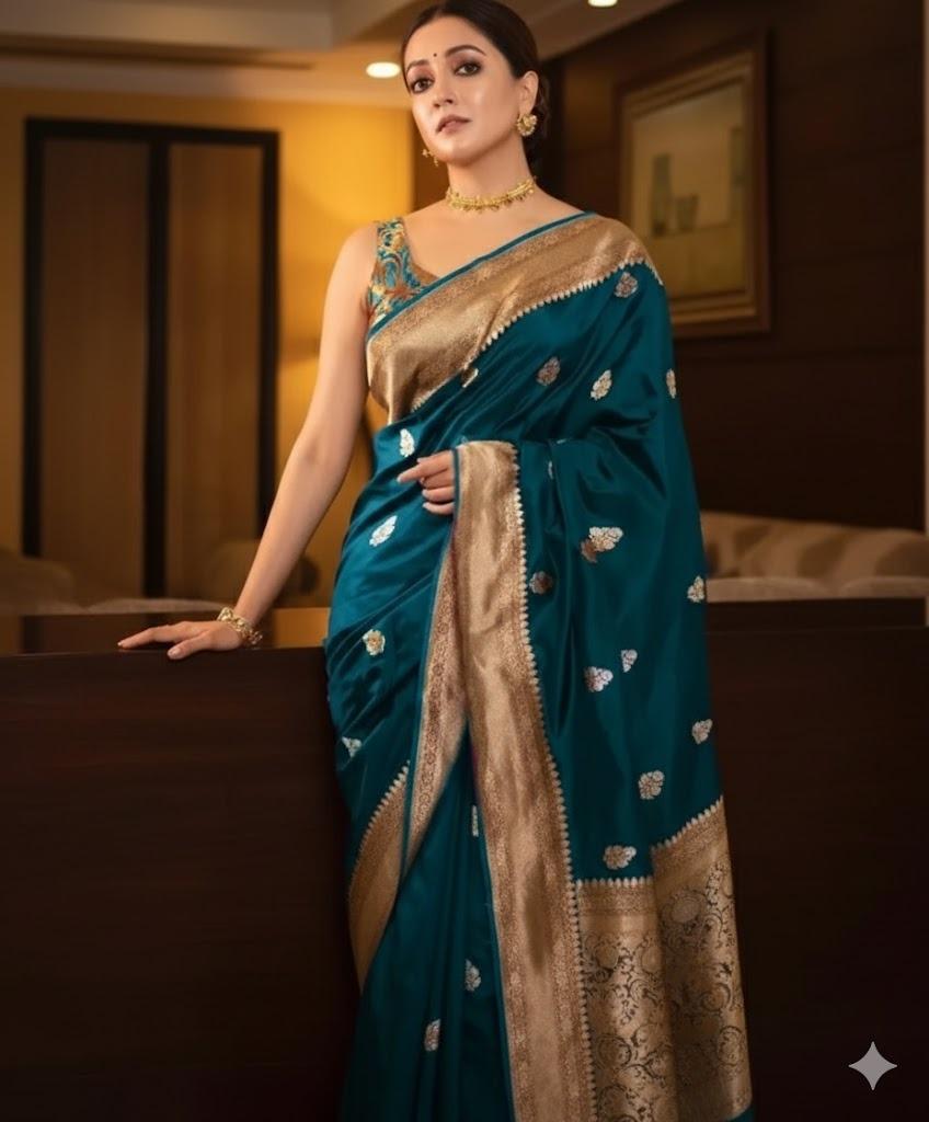 Banarasi  Silk Saree With Unstitched Blouse For Women