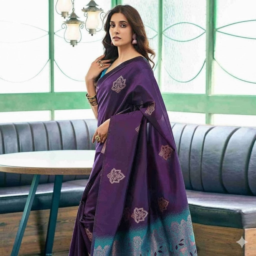 Elegant Jacquard Saree with Unstitched Blouse