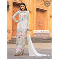 White Embroidery Ready To Wear 3PCS  Suit For Women  003