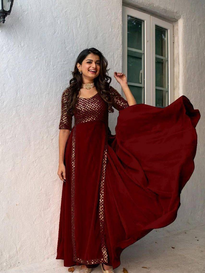 Adorable Heavy Faux Georgette Sequence  Gown  For Women