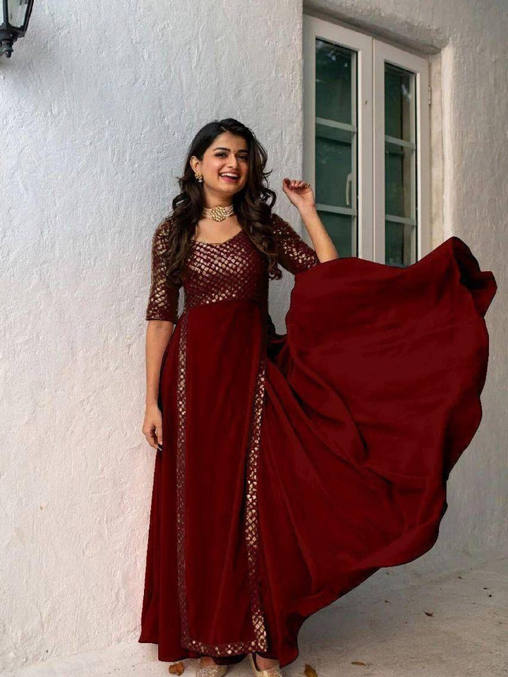 Adorable Heavy Faux Georgette Sequence  Gown  For Women