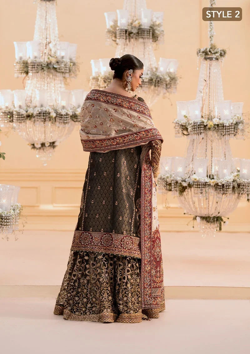 Deep Antique Bronze &amp; Charcoal: Embroidered Organza Suit | Ready To Wear