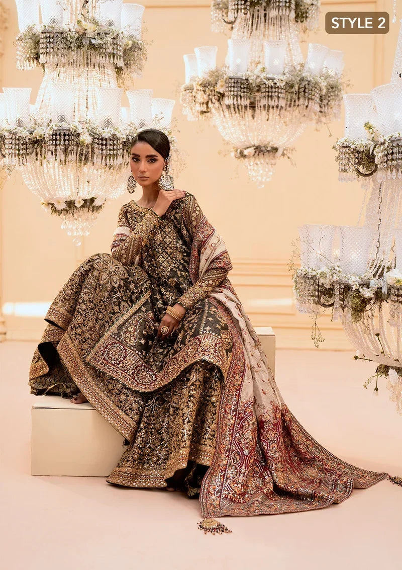 Deep Antique Bronze &amp; Charcoal: Embroidered Organza Suit | Ready To Wear