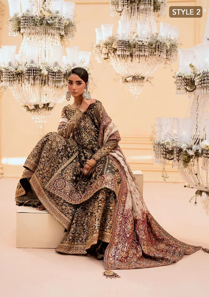 Deep Antique Bronze &amp; Charcoal: Embroidered Organza Suit | Ready To Wear