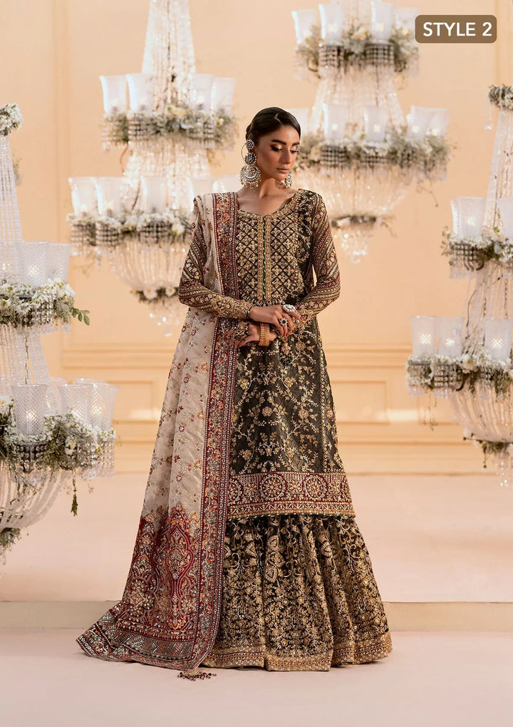 Deep Antique Bronze &amp; Charcoal: Embroidered Organza Suit | Ready To Wear