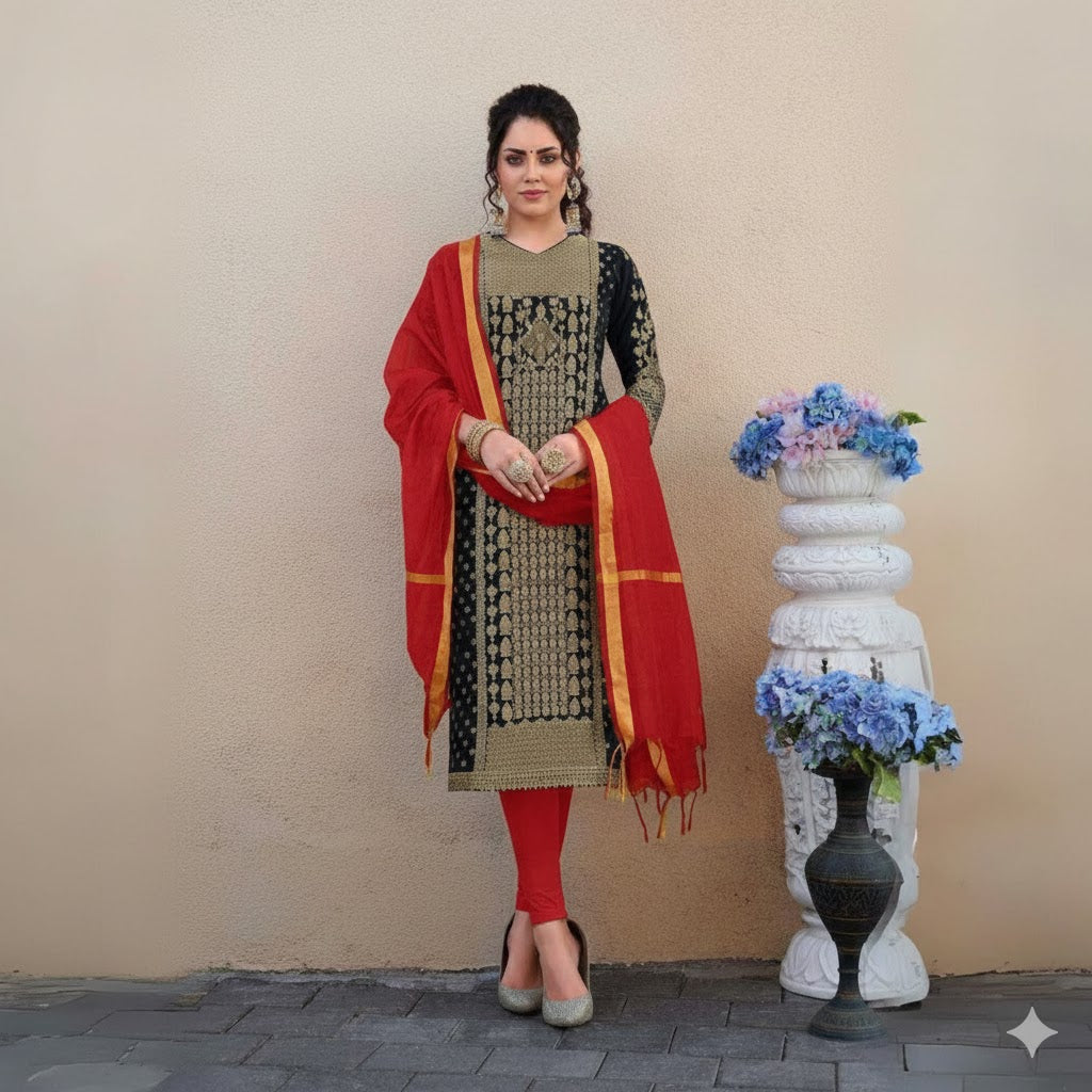 Rayon Embroidery 3PCS Suit For Women 003