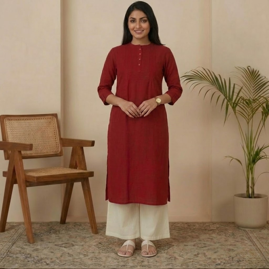 New Plain Button  Design  Kurti  Collection For Women