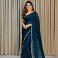 SIROSKI WORK CHIFFON FABRIC UNSTITCHED BLOUSE SAREE FOR WOMEN
