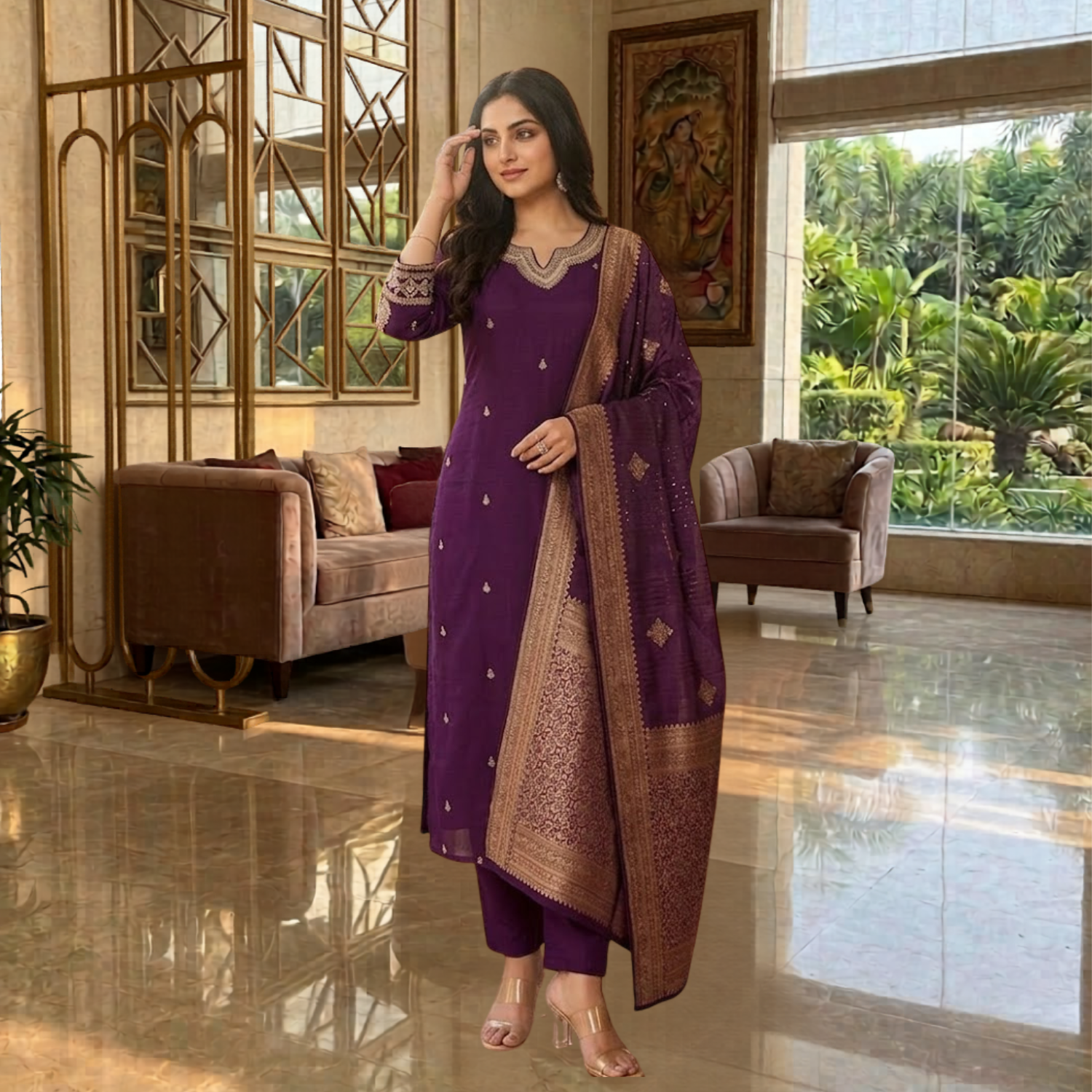 Glamorous Ready To Wear  3PCS Suit For Women  PPP