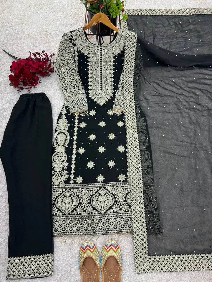 Heavy Sequence Embroidery with Revet Work Suit