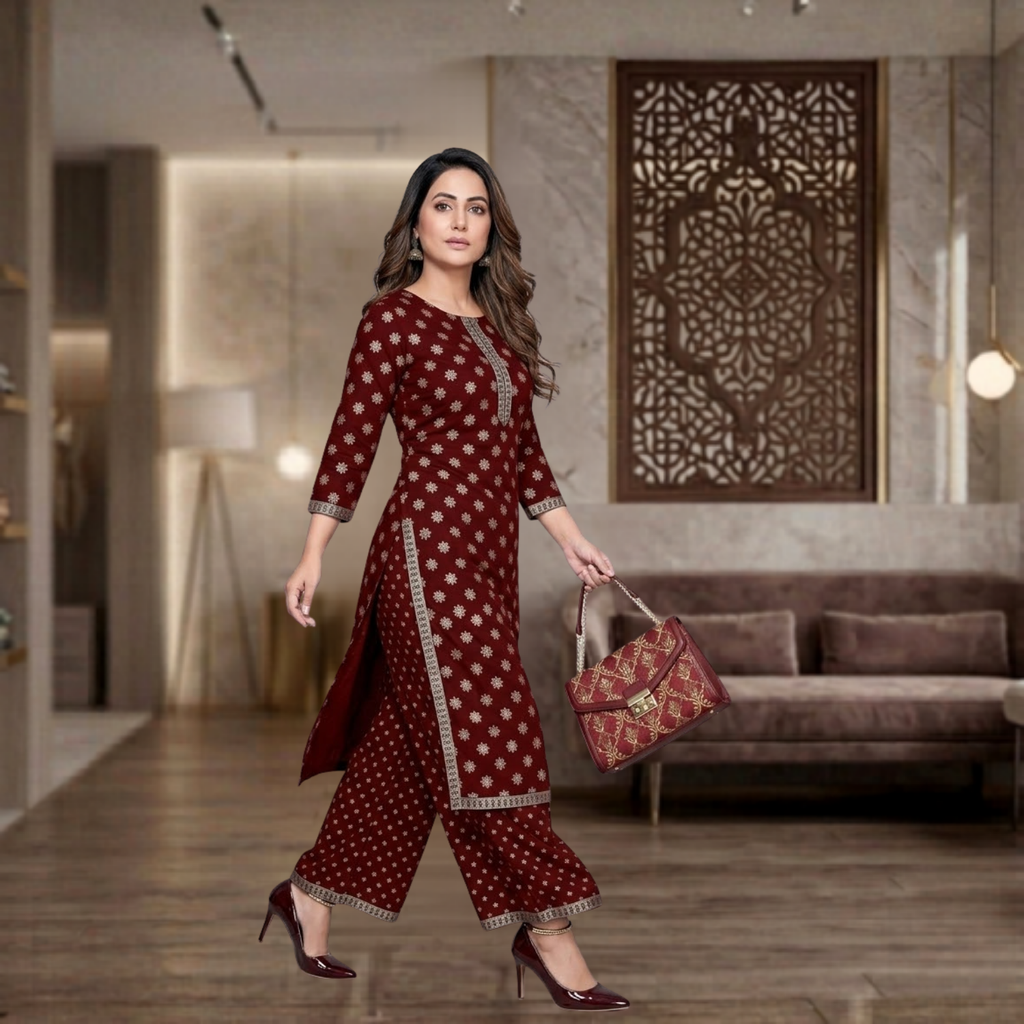 Rayon Palazzo 2 Piece Suit
