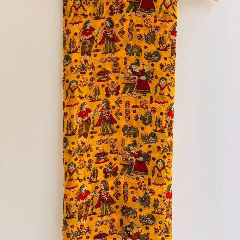 Faux Georgette Kalamkari Print Saree For Women