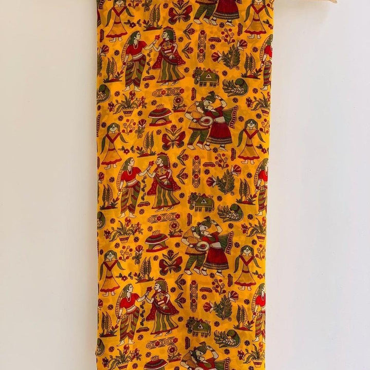 Faux Georgette Kalamkari Print Saree For Women