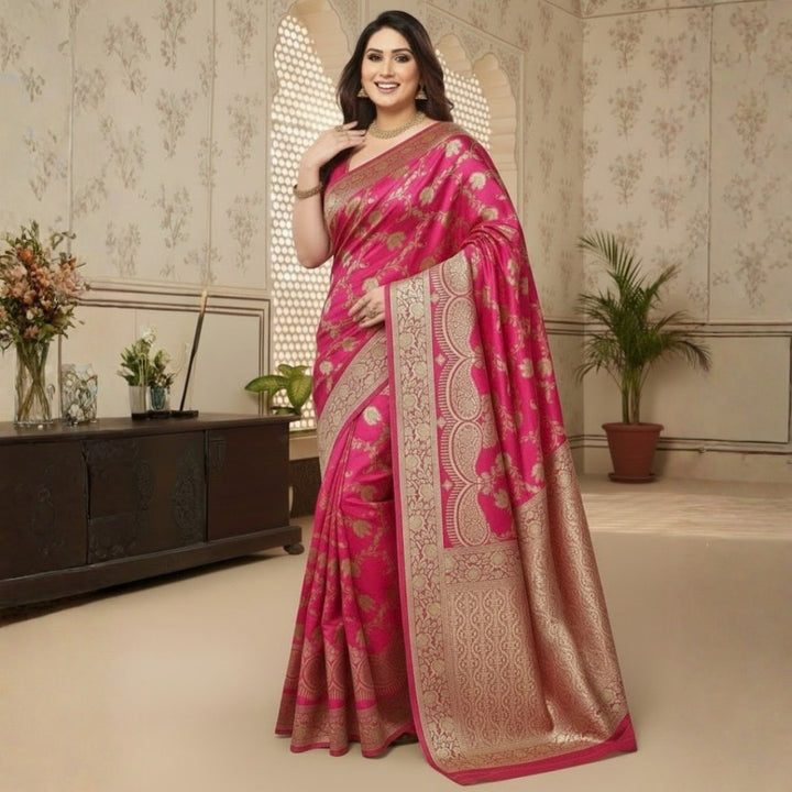 Designer Jacquard Work Silk Saree Unstitched