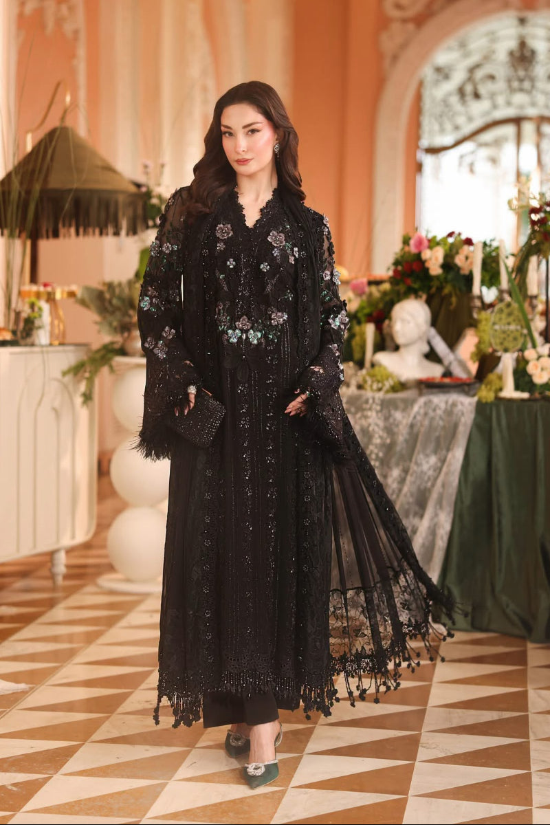 Black Embroidered chiffon Suit  | Ready To Wear