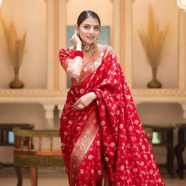 Printed Soft Lichi Silk Saree With 6 Colors Unstitched Material by Inaaya Farbic