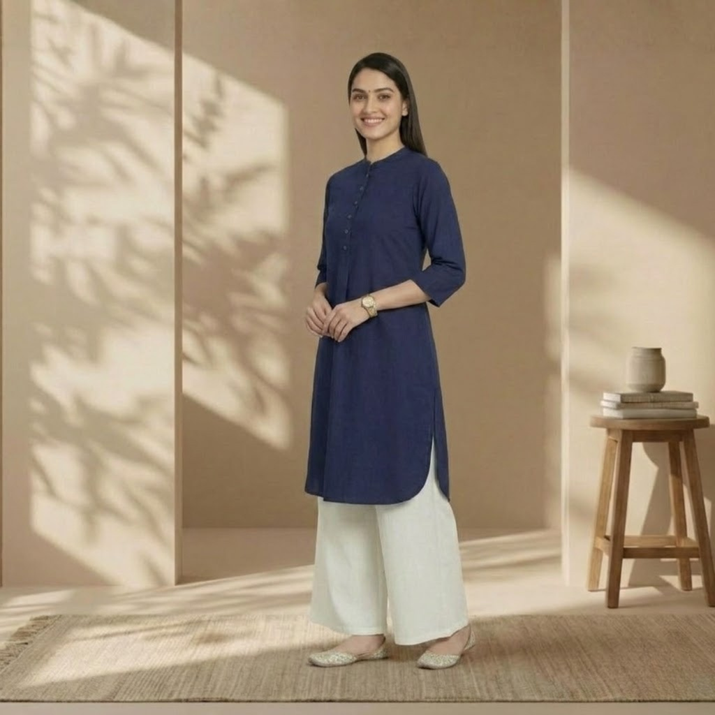 New Plain Button  Design  Kurti  Collection For Women