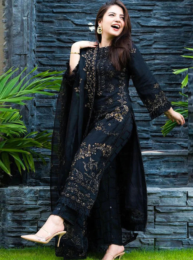3 Piece Stitched Lawn Suit - Ready To Wear