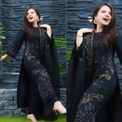 3 Piece Stitched Lawn Suit - Ready To Wear