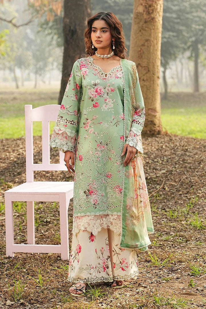 Pastel Mint &amp; Blush Floral: Printed Lawn Suit | Ready To Wear