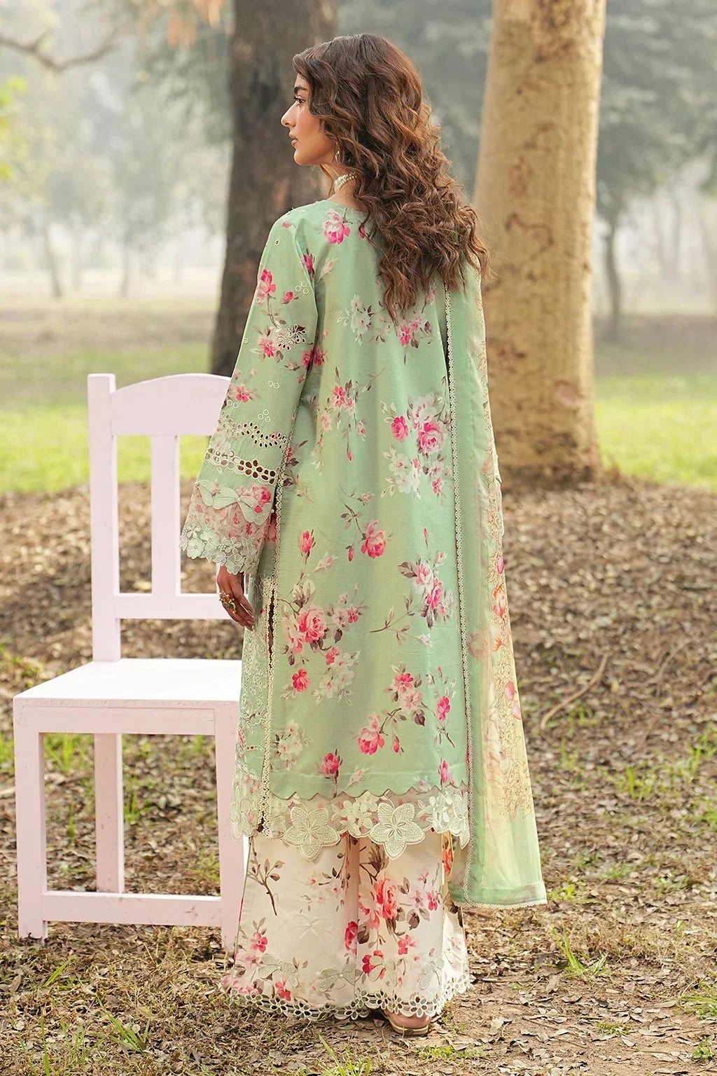 Pastel Mint &amp; Blush Floral: Printed Lawn Suit | Ready To Wear