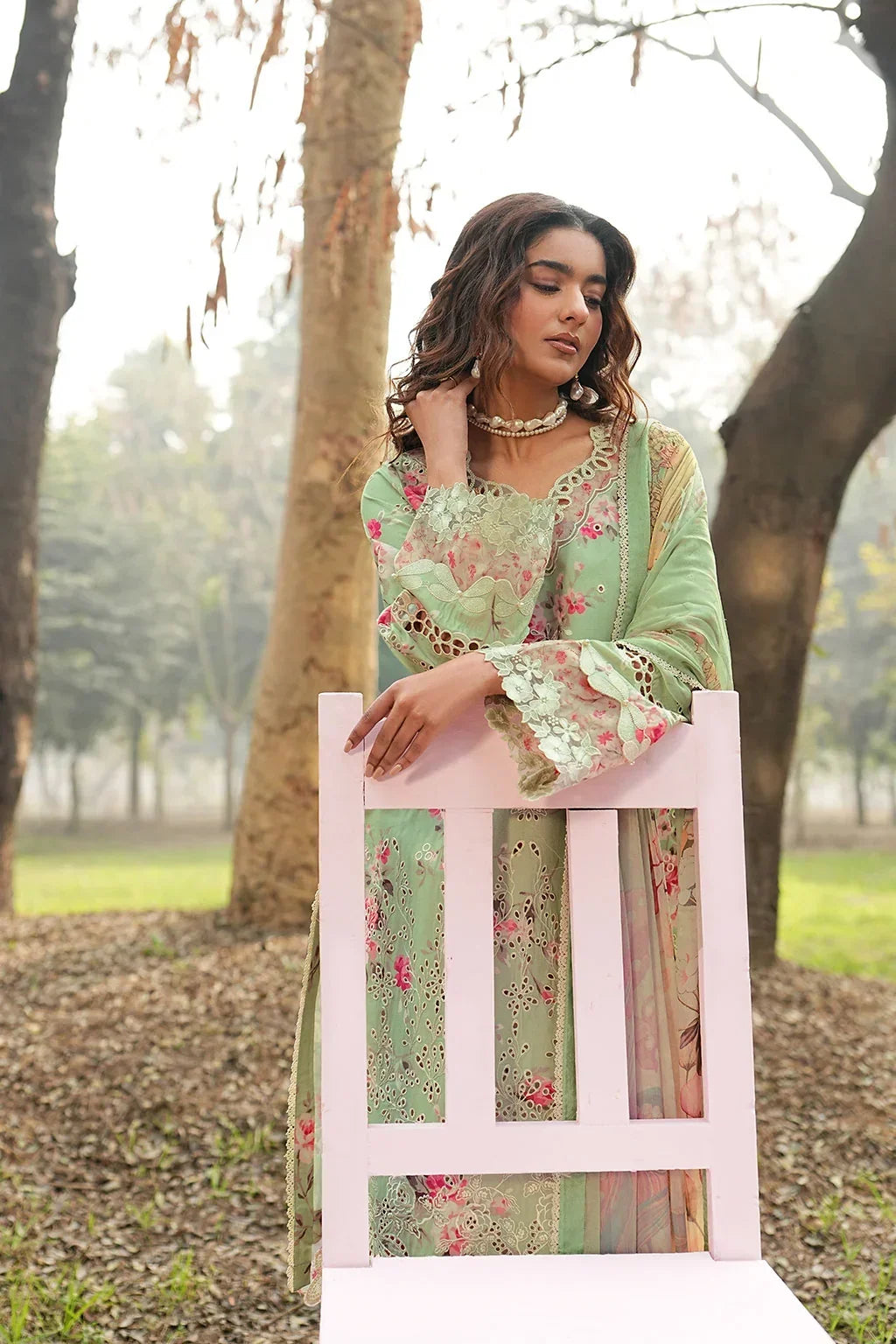 Pastel Mint &amp; Blush Floral: Printed Lawn Suit | Ready To Wear
