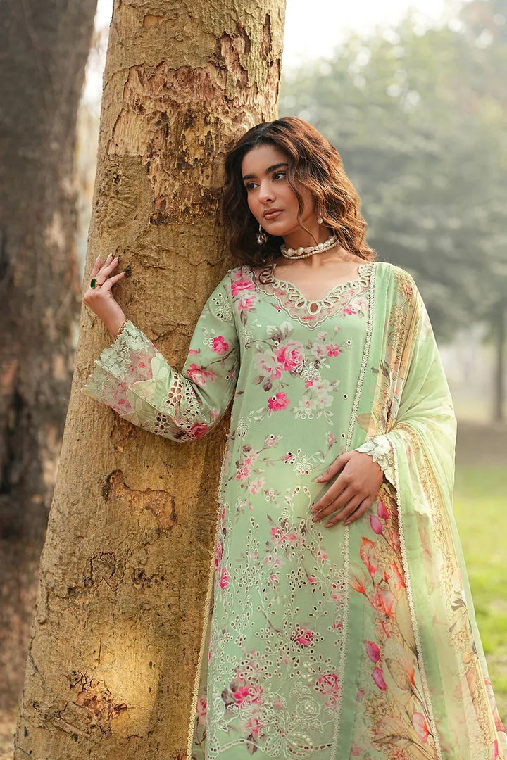 Pastel Mint &amp; Blush Floral: Printed Lawn Suit | Ready To Wear