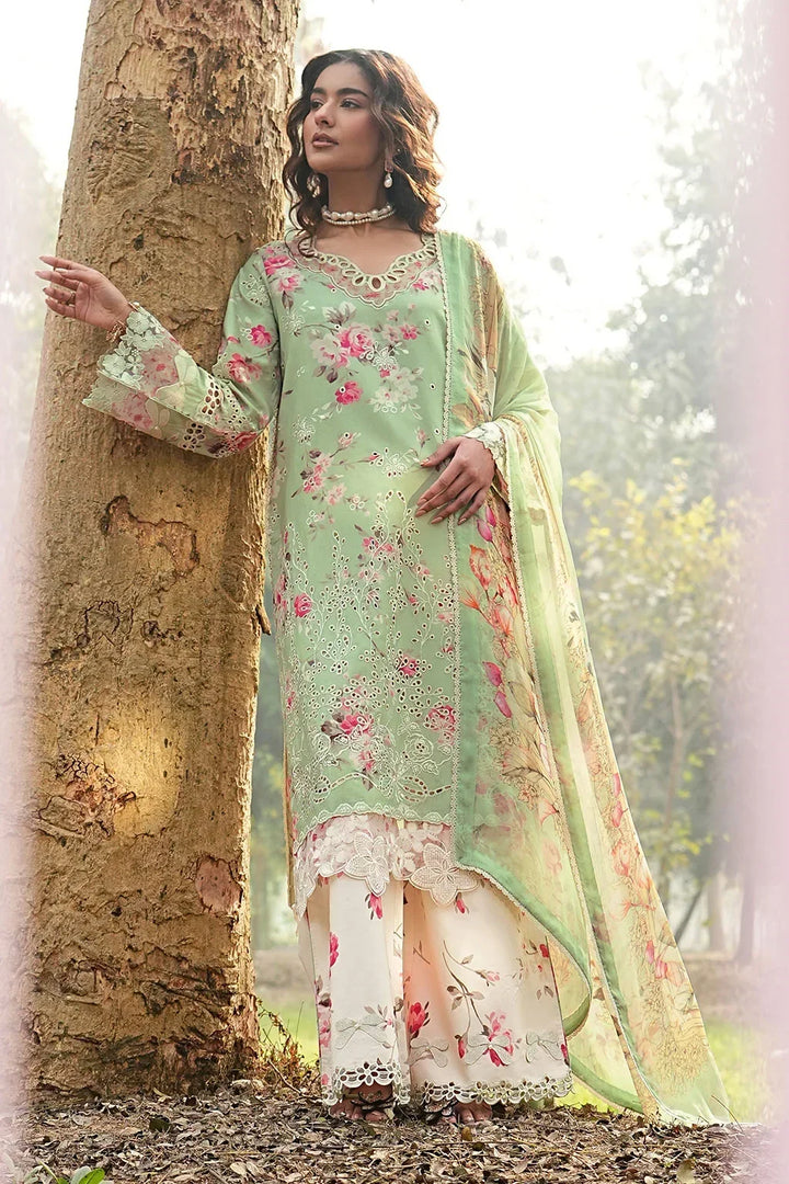 Pastel Mint &amp; Blush Floral: Printed Lawn Suit | Ready To Wear