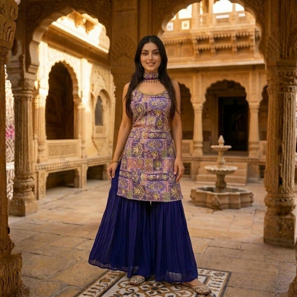 Elegant Mirror and Diamond Hand Work 3PCS Suit For Women