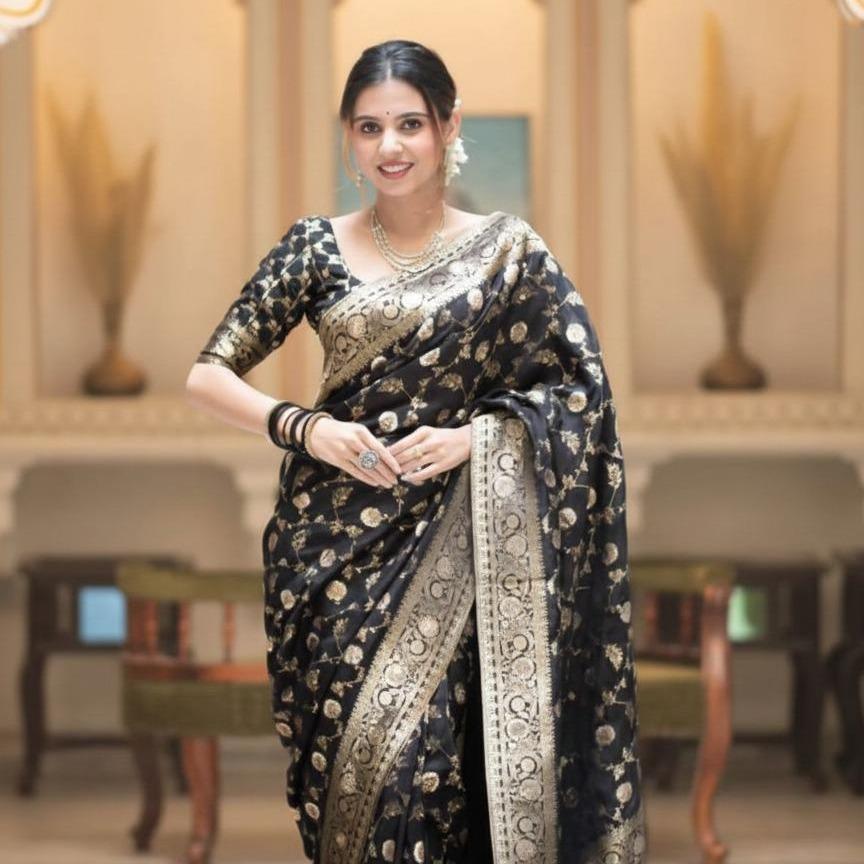 Printed Soft Lichi Silk Saree With 6 Colors Unstitched Material by Inaaya Farbic