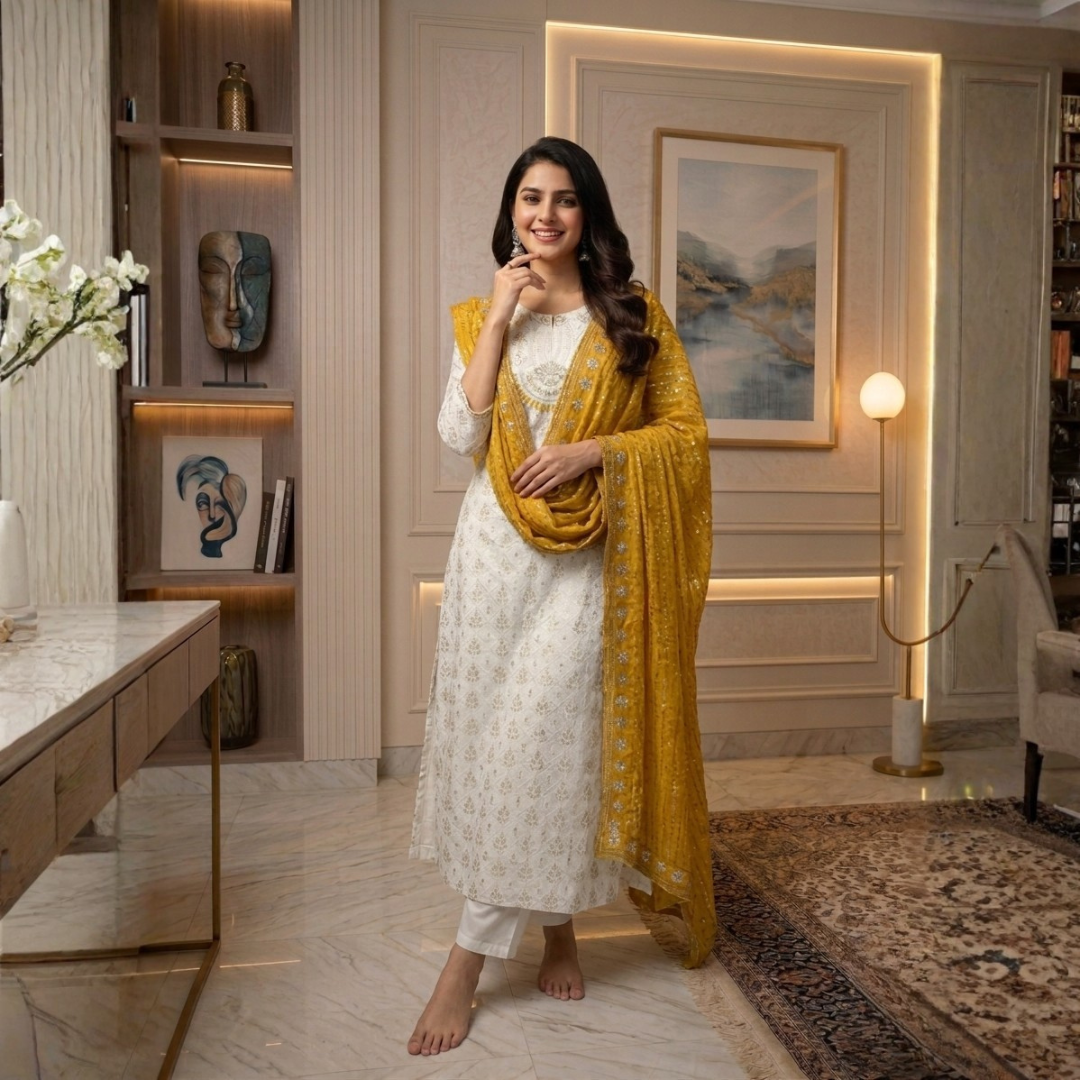Georgette  Embroidered  3Pcs Suit  For Women  003