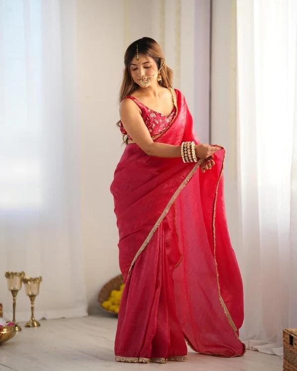 Gold Crush Tissue Silk Saree For Women