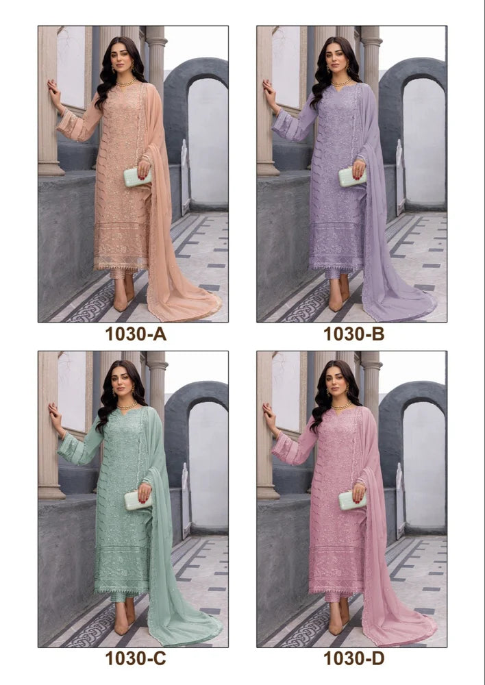 Casual Wear Faux Georgette Embroidery Work Heavy Salwar Suit