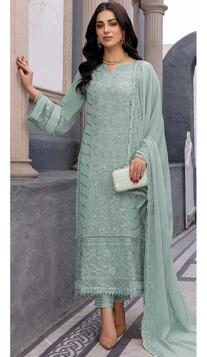 Casual Wear Faux Georgette Embroidery Work Heavy Salwar Suit