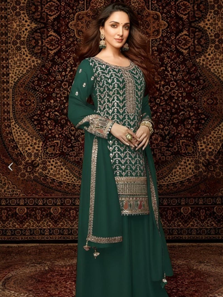 Embroidery Chinnon 3Pcs Plazzo  Suit For Women