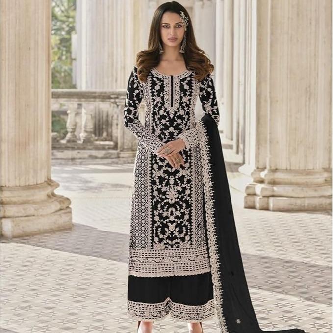 Elegant Thread Work Embroidery 3PCS Suit For Women 003